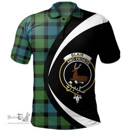 ScotsTee Shop Scottish Blair Ancient Clan Crest Personalized Tartan Polo Shirt Circle Style Back Shirt with Your Text