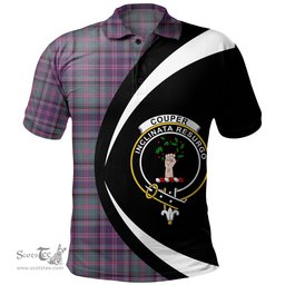 ScotsTee Shop Scottish Couper (Cooper) Weathered Clan Crest Personalized Tartan Polo Shirt Circle Style Back Shirt with Your Text