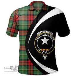 ScotsTee Shop Scottish Blackstock Hunting Modern Clan Crest Personalized Tartan Polo Shirt Circle Style Back Shirt with Your Text