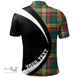 ScotsTee Shop Scottish Buchanan Ancient Clan Crest Personalized Tartan Polo Shirt Circle Style Back Shirt with Your Text
