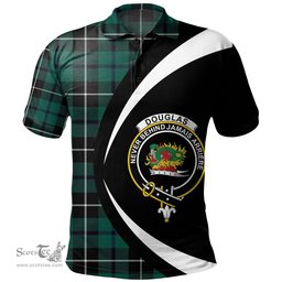 ScotsTee Shop Scottish Douglas Modern Clan Crest Personalized Tartan Polo Shirt Circle Style Back Shirt with Your Text