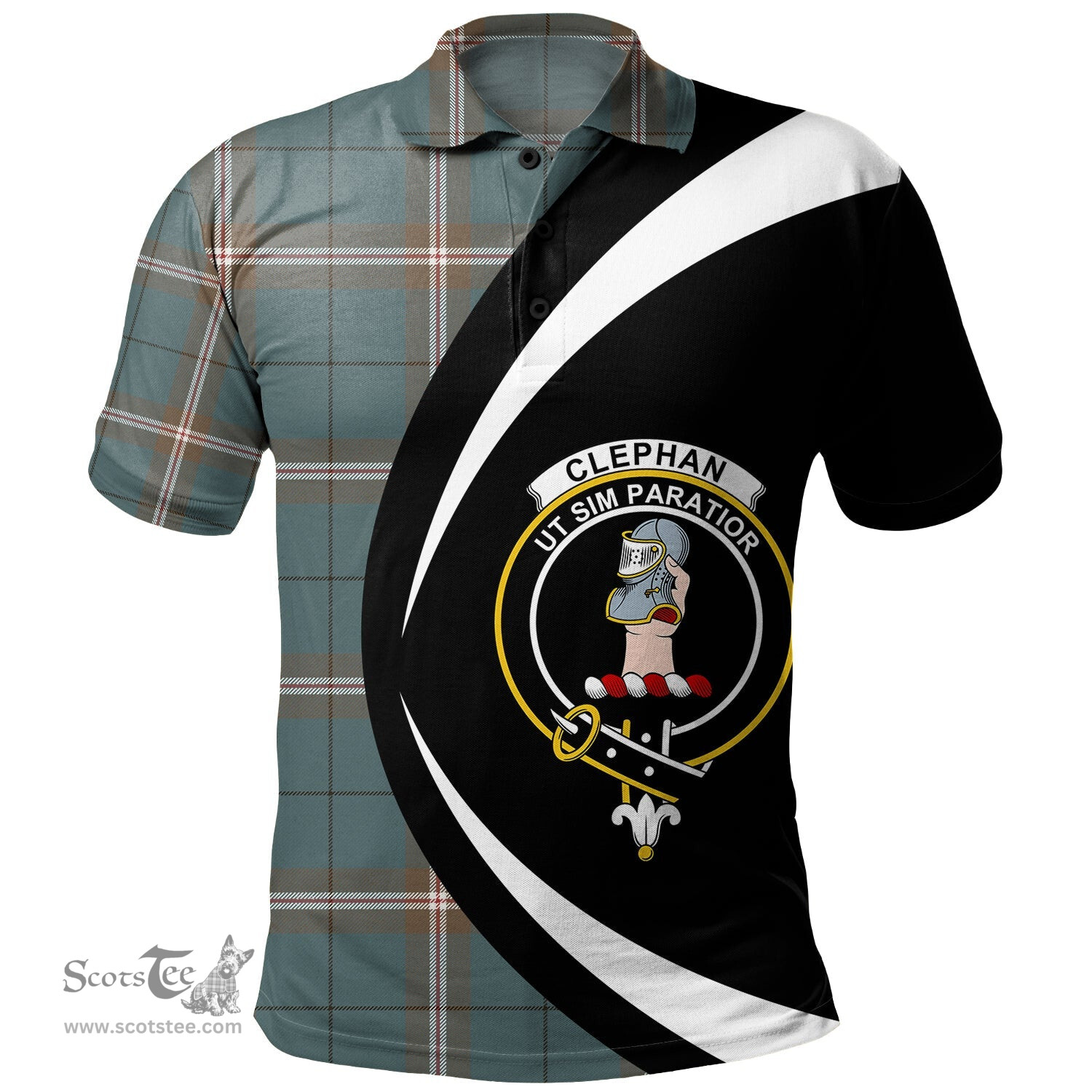 ScotsTee Shop Scottish Cleland Weathered Clan Crest Personalized Tartan Polo Shirt Circle Style Back Shirt with Your Text