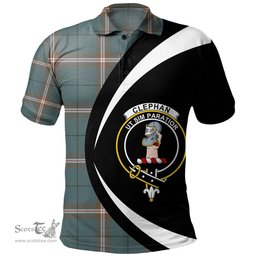 ScotsTee Shop Scottish Cleland Weathered Clan Crest Personalized Tartan Polo Shirt Circle Style Back Shirt with Your Text