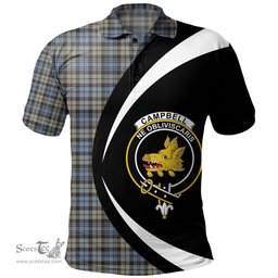 ScotsTee Shop Scottish Campbell of Inveraray Weathered 2 Clan Crest Personalized Tartan Polo Shirt Circle Style Back Shirt with Your Text