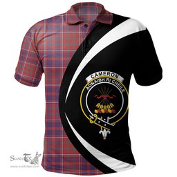 ScotsTee Shop Scottish Cameron of Locheil Weathered 2 Clan Crest Personalized Tartan Polo Shirt Circle Style Back Shirt with Your Text