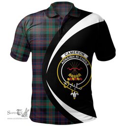 ScotsTee Shop Scottish Cameron of Erracht #3 Modern 2 Clan Crest Personalized Tartan Polo Shirt Circle Style Back Shirt with Your Text