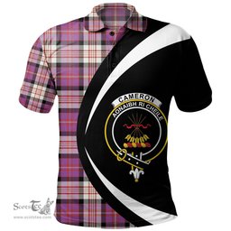 ScotsTee Shop Scottish Cameron of Erracht Dress #2 Ancient 2 Clan Crest Personalized Tartan Polo Shirt Circle Style Back Shirt with Your Text