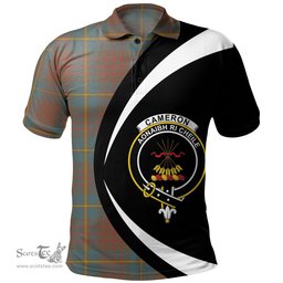 ScotsTee Shop Scottish Cameron of Lochiel Hunting Weathered 2 Clan Crest Personalized Tartan Polo Shirt Circle Style Back Shirt with Your Text
