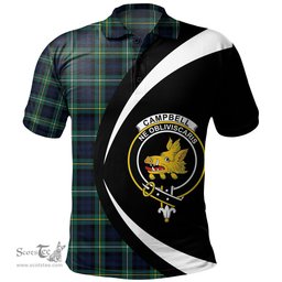 ScotsTee Shop Scottish Campbell of Argyll Modern 2 Clan Crest Personalized Tartan Polo Shirt Circle Style Back Shirt with Your Text