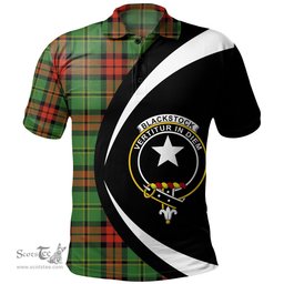 ScotsTee Shop Scottish Blackstock Hunting Ancient Clan Crest Personalized Tartan Polo Shirt Circle Style Back Shirt with Your Text