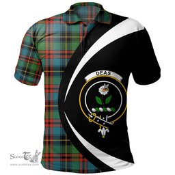 ScotsTee Shop Scottish Deas Ancient Clan Crest Personalized Tartan Polo Shirt Circle Style Back Shirt with Your Text