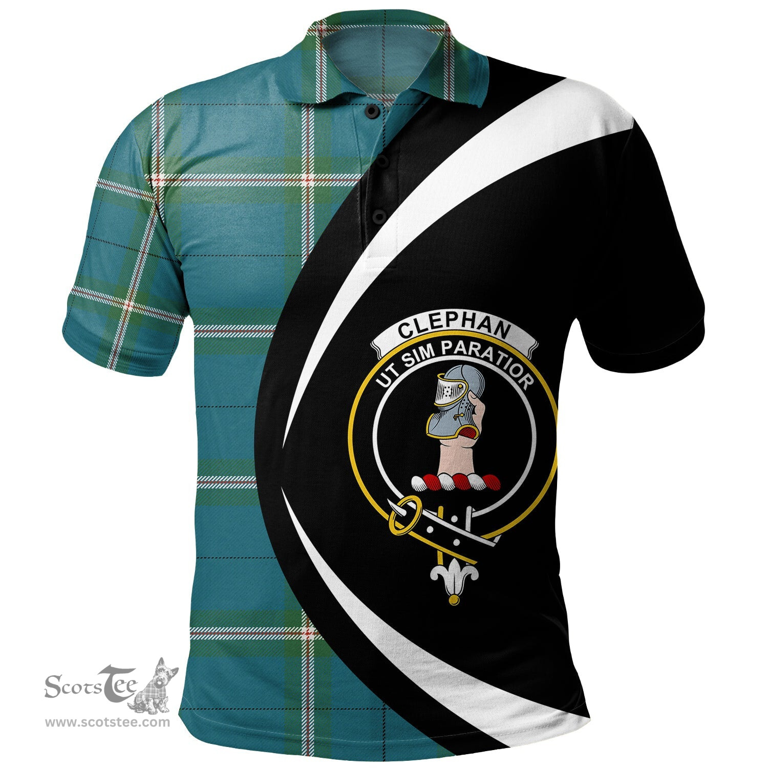 ScotsTee Shop Scottish Cleland Ancient Clan Crest Personalized Tartan Polo Shirt Circle Style Back Shirt with Your Text