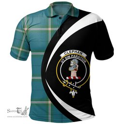 ScotsTee Shop Scottish Cleland Ancient Clan Crest Personalized Tartan Polo Shirt Circle Style Back Shirt with Your Text