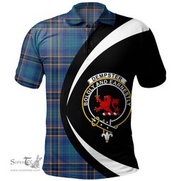 ScotsTee Shop Scottish Dempster Modern Clan Crest Personalized Tartan Polo Shirt Circle Style Back Shirt with Your Text