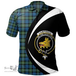 ScotsTee Shop Scottish Campbell of Loudon (Campbell Louden) Ancient 2 Clan Crest Personalized Tartan Polo Shirt Circle Style Back Shirt with Your Text