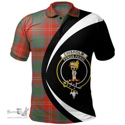ScotsTee Shop Scottish Chisholm Ancient Clan Crest Personalized Tartan Polo Shirt Circle Style Back Shirt with Your Text