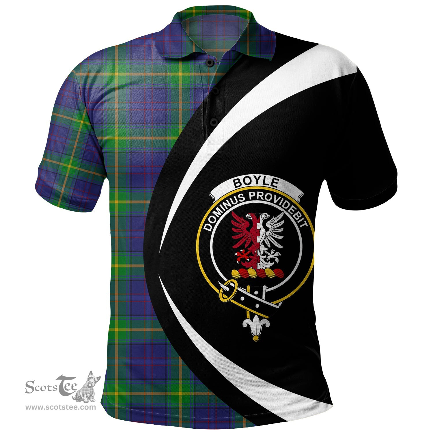 ScotsTee Shop Scottish Boyle Clan Crest Personalized Tartan Polo Shirt Circle Style Back Shirt with Your Text