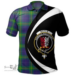 ScotsTee Shop Scottish Boyle Clan Crest Personalized Tartan Polo Shirt Circle Style Back Shirt with Your Text