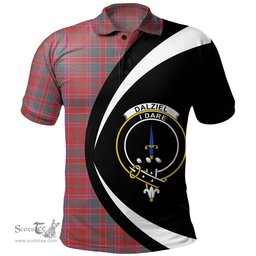 ScotsTee Shop Scottish Dalziel Weathered Clan Crest Personalized Tartan Polo Shirt Circle Style Back Shirt with Your Text