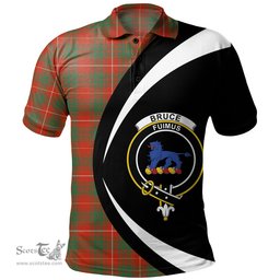 ScotsTee Shop Scottish Bruce Ancient Clan Crest Personalized Tartan Polo Shirt Circle Style Back Shirt with Your Text