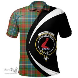ScotsTee Shop Scottish Crozier Ancient Clan Crest Personalized Tartan Polo Shirt Circle Style Back Shirt with Your Text