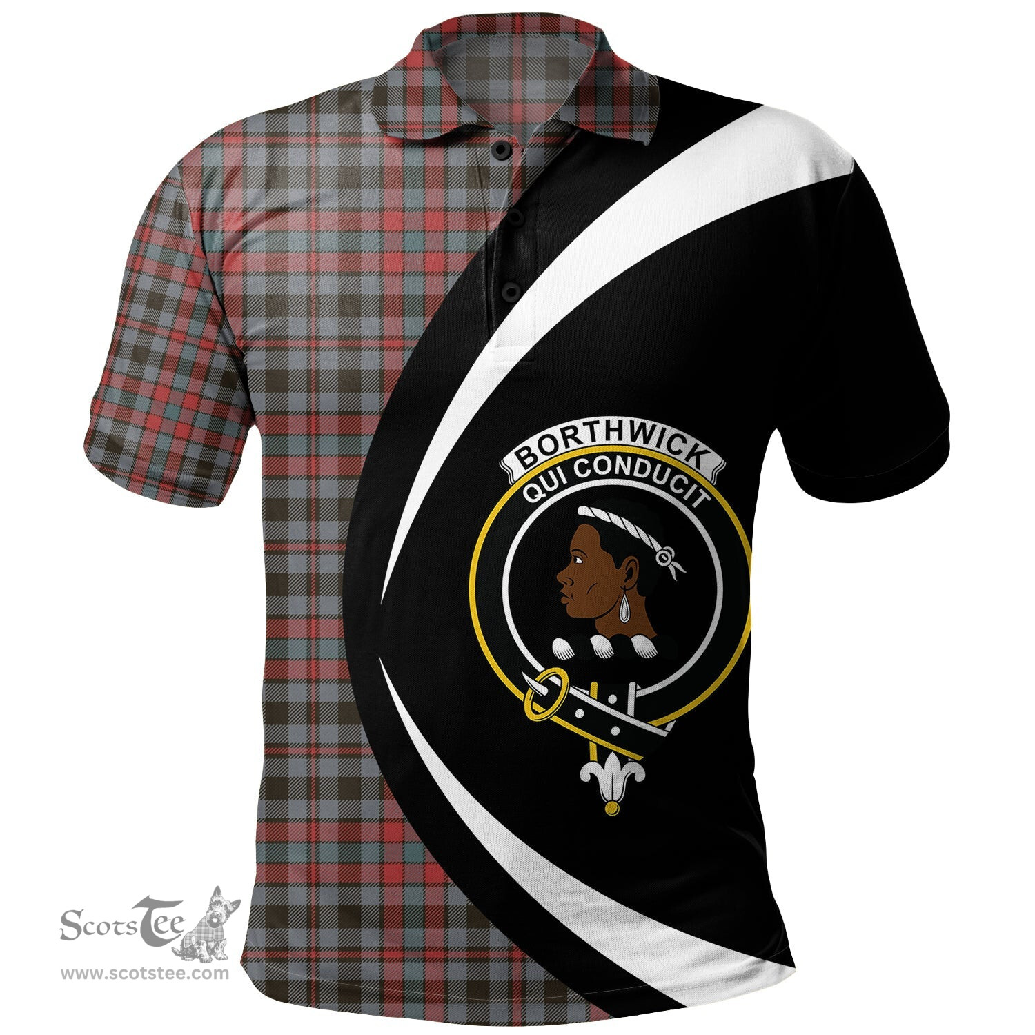 ScotsTee Shop Scottish Borthwick Weathered Clan Crest Personalized Tartan Polo Shirt Circle Style Back Shirt with Your Text