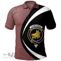 ScotsTee Shop Scottish Campbell of Loudon Plaid Weathered 2 Clan Crest Personalized Tartan Polo Shirt Circle Style Back Shirt with Your Text