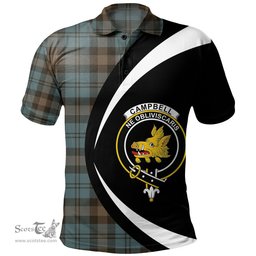 ScotsTee Shop Scottish Campbell of Glenlyon Weathered 2 Clan Crest Personalized Tartan Polo Shirt Circle Style Back Shirt with Your Text