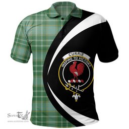 ScotsTee Shop Scottish Currie Ancient Clan Crest Personalized Tartan Polo Shirt Circle Style Back Shirt with Your Text