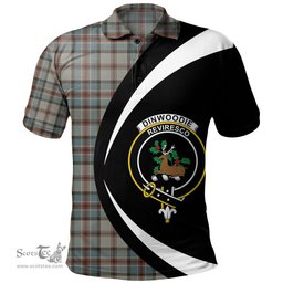 ScotsTee Shop Scottish Dinwoodie Weathered Clan Crest Personalized Tartan Polo Shirt Circle Style Back Shirt with Your Text