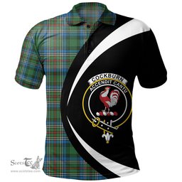 ScotsTee Shop Scottish Cockburn (Coburn) Ancient Clan Crest Personalized Tartan Polo Shirt Circle Style Back Shirt with Your Text