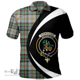 ScotsTee Shop Scottish Dinwoodie Modern Clan Crest Personalized Tartan Polo Shirt Circle Style Back Shirt with Your Text
