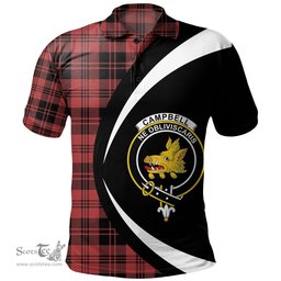 ScotsTee Shop Scottish Campbell of Lochlane Ancient 2 Clan Crest Personalized Tartan Polo Shirt Circle Style Back Shirt with Your Text