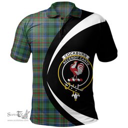 ScotsTee Shop Scottish Cockburn (Coburn) Modern Clan Crest Personalized Tartan Polo Shirt Circle Style Back Shirt with Your Text