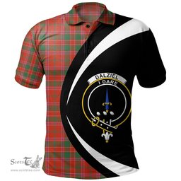 ScotsTee Shop Scottish Dalziel Ancient Clan Crest Personalized Tartan Polo Shirt Circle Style Back Shirt with Your Text