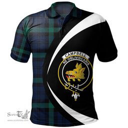 ScotsTee Shop Scottish Campbell of Glenlyon Modern 2 Clan Crest Personalized Tartan Polo Shirt Circle Style Back Shirt with Your Text