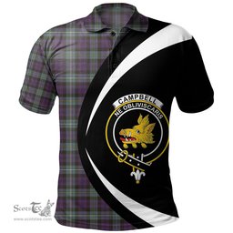 ScotsTee Shop Scottish Campbell of Loudon (Campbell Louden) Weathered 2 Clan Crest Personalized Tartan Polo Shirt Circle Style Back Shirt with Your Text