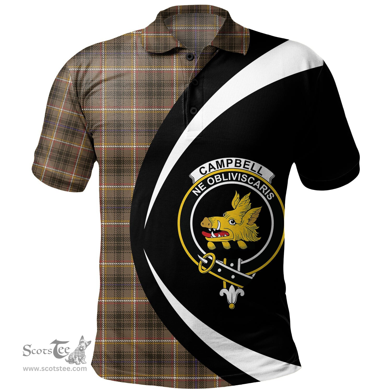 ScotsTee Shop Scottish Campbell Marquis of Lorne Weathered 2 Clan Crest Personalized Tartan Polo Shirt Circle Style Back Shirt with Your Text