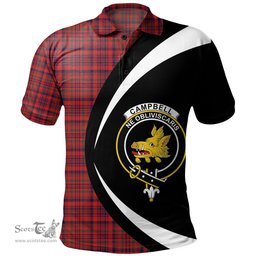 ScotsTee Shop Scottish Campbell of Loudon Plaid Modern 2 Clan Crest Personalized Tartan Polo Shirt Circle Style Back Shirt with Your Text
