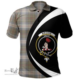 ScotsTee Shop Scottish Brodie Silver (Brodie Muted) Ancient Clan Crest Personalized Tartan Polo Shirt Circle Style Back Shirt with Your Text