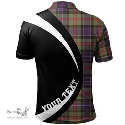 ScotsTee Shop Scottish Curry (Currie) Weathered Clan Crest Personalized Tartan Polo Shirt Circle Style Back Shirt with Your Text