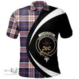 ScotsTee Shop Scottish Cameron of Erracht Dress #2 Modern 2 Clan Crest Personalized Tartan Polo Shirt Circle Style Back Shirt with Your Text