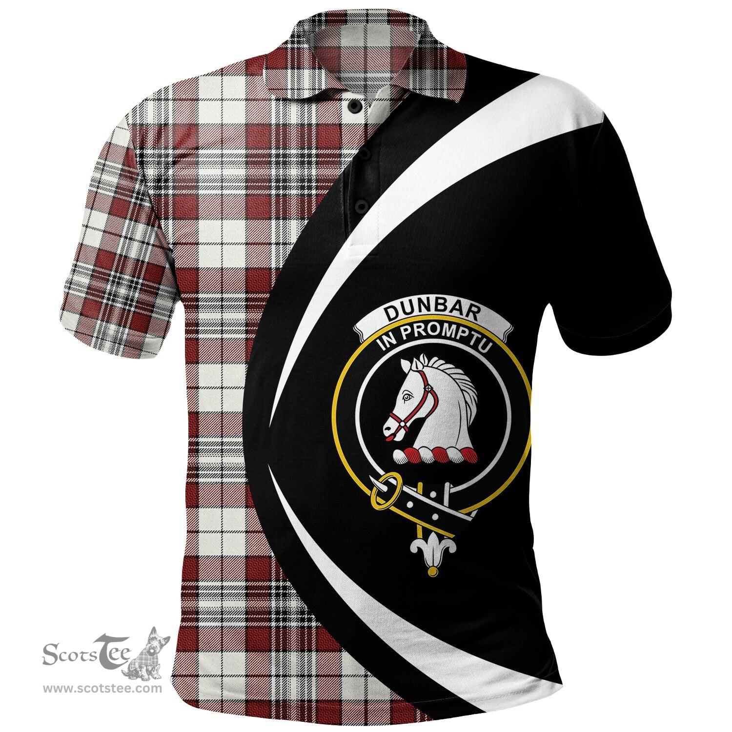 ScotsTee Shop Scottish Dunbar Plaid Clan Crest Personalized Tartan Polo Shirt Circle Style Back Shirt with Your Text