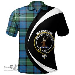 ScotsTee Shop Scottish Davidson Ancient Clan Crest Personalized Tartan Polo Shirt Circle Style Back Shirt with Your Text