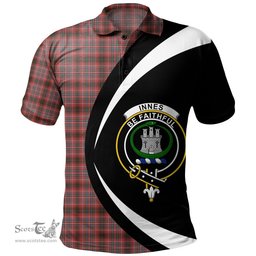 ScotsTee Shop Scottish Innes of Cowie Weathered Clan Crest Personalized Tartan Polo Shirt Circle Style Back Shirt with Your Text