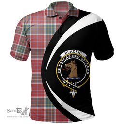 ScotsTee Shop Scottish Blackie Weathered Clan Crest Personalized Tartan Polo Shirt Circle Style Back Shirt with Your Text
