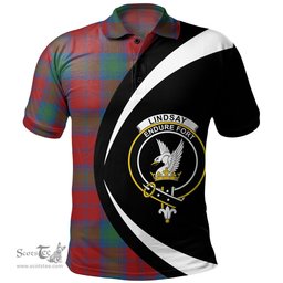 ScotsTee Shop Scottish Lindsay Modern Clan Crest Personalized Tartan Polo Shirt Circle Style Back Shirt with Your Text