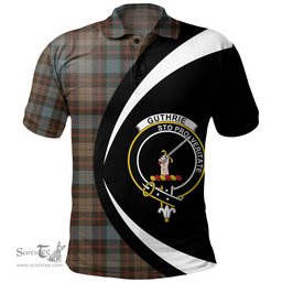 ScotsTee Shop Scottish Guthrie Weathered Clan Crest Personalized Tartan Polo Shirt Circle Style Back Shirt with Your Text