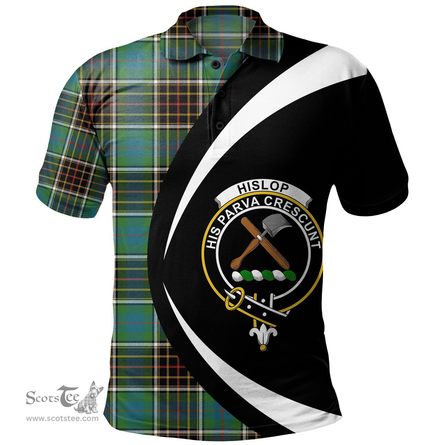ScotsTee Shop Scottish Hislop #2 Ancient Clan Crest Personalized Tartan Polo Shirt Circle Style Back Shirt with Your Text