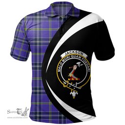 ScotsTee Shop Scottish Jackson Modern Clan Crest Personalized Tartan Polo Shirt Circle Style Back Shirt with Your Text